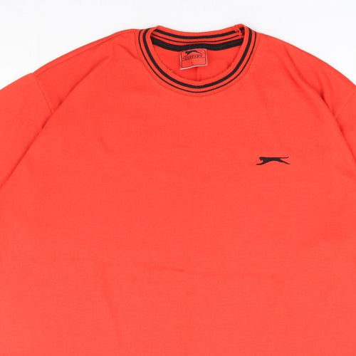 Slazenger Mens Orange Polyester T-Shirt Size L Round Neck - Contrast Trim