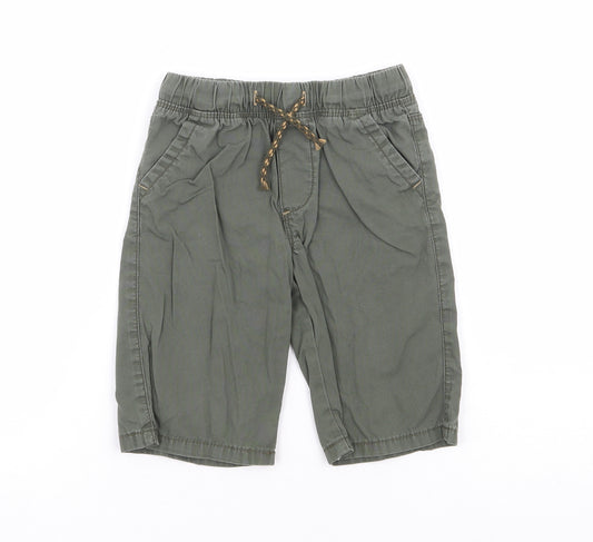 Primark Boys Green 100% Cotton Chino Shorts Size 5-6 Years Regular Drawstring