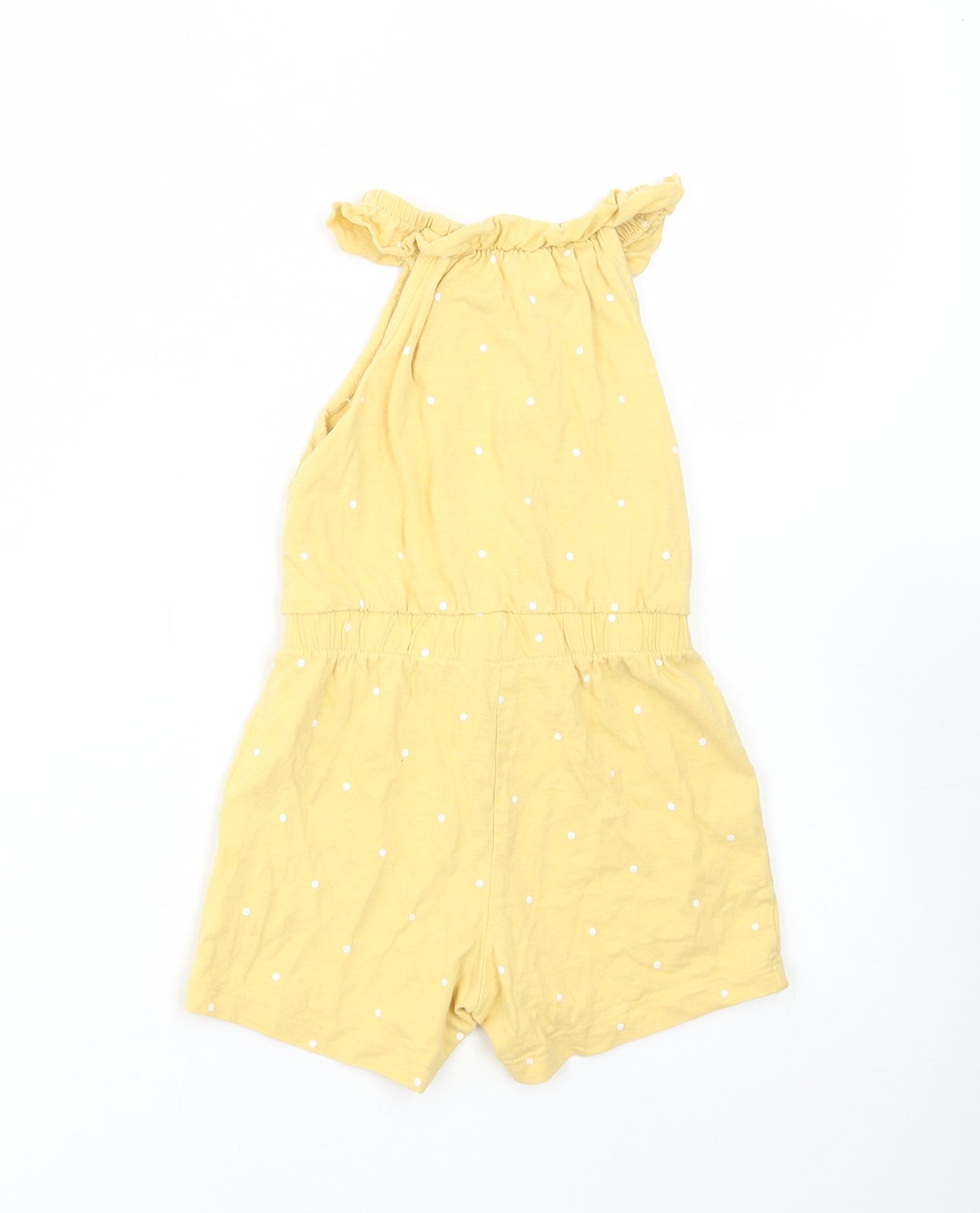 George Girls Yellow Polka Dot Cotton Romper One-Piece Size 18-24 Months Pullover
