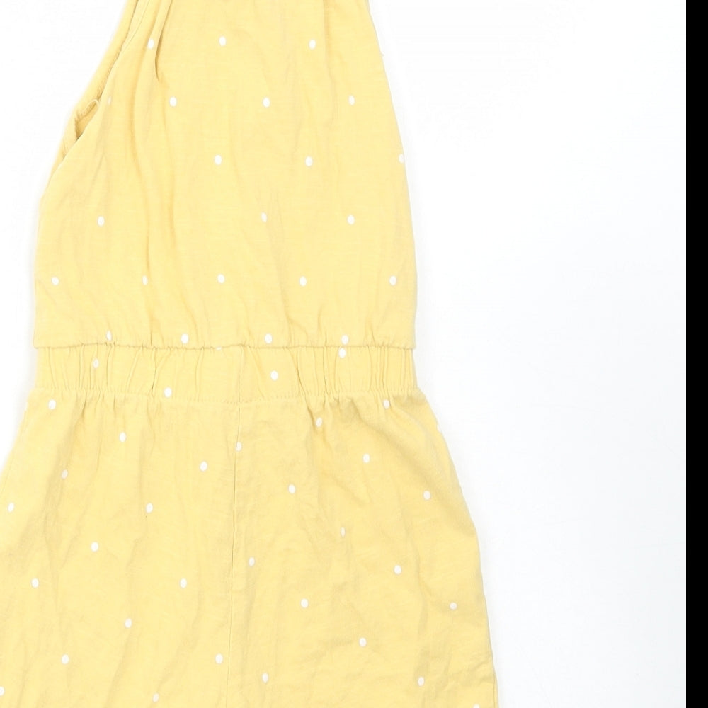 George Girls Yellow Polka Dot Cotton Romper One-Piece Size 18-24 Months Pullover