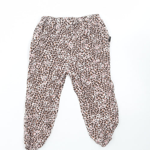 Primark Girls Pink Animal Print Viscose Harem Trousers Size 2-3 Years Regular Pullover - Leopard Print