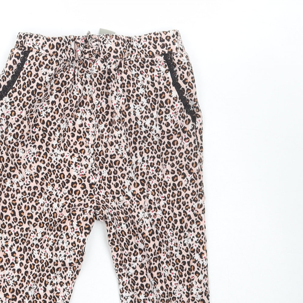 Primark Girls Pink Animal Print Viscose Harem Trousers Size 2-3 Years Regular Pullover - Leopard Print