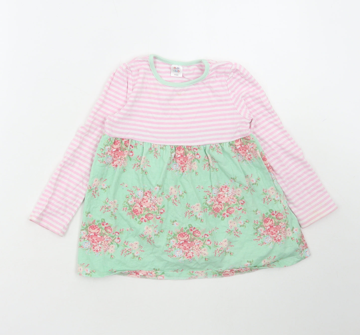 Mini Club Girls Multicoloured Floral Cotton A-Line Size 2-3 Years Round Neck Pullover