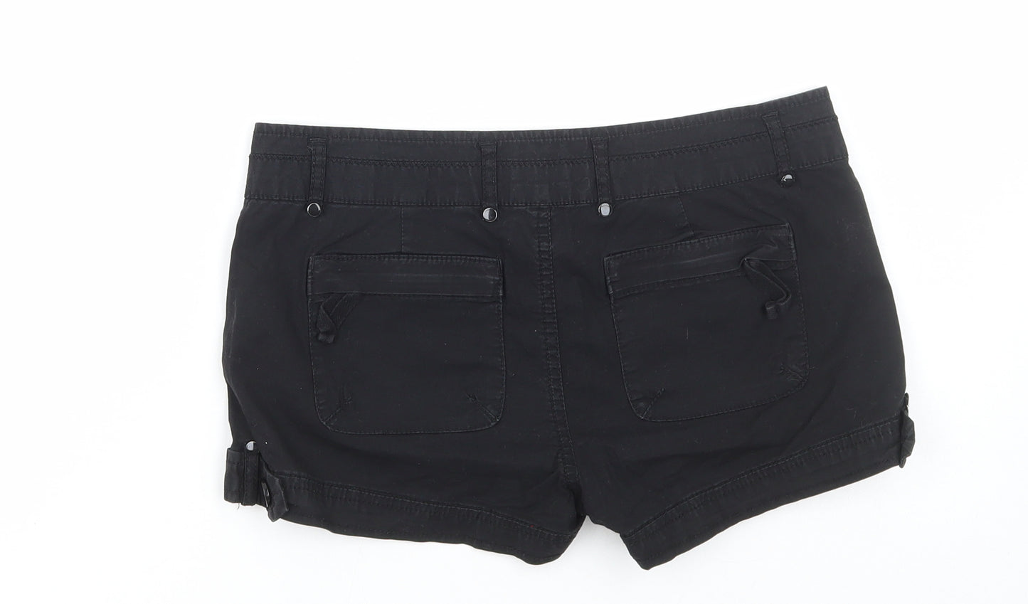 CI SONO Womens Black Cotton Hot Pants Shorts Size M Regular Zip