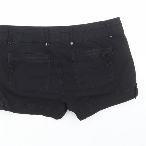CI SONO Womens Black Cotton Hot Pants Shorts Size M Regular Zip
