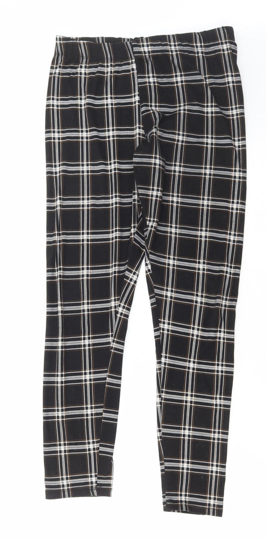 Primark Womens Black Check Polyester Leggings Size S L27 in