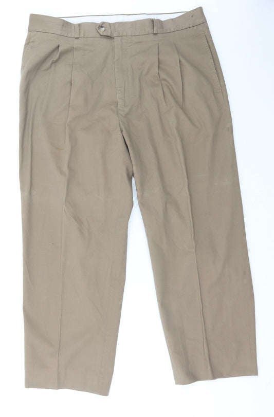 Debenhams Mens Brown Cotton Trousers Size 38 in L31 in Regular Button