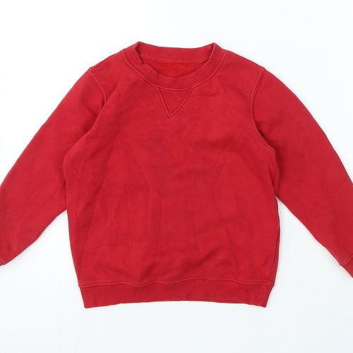 School Wear Boys Red Cotton Pullover Sweatshirt Size 5 Years