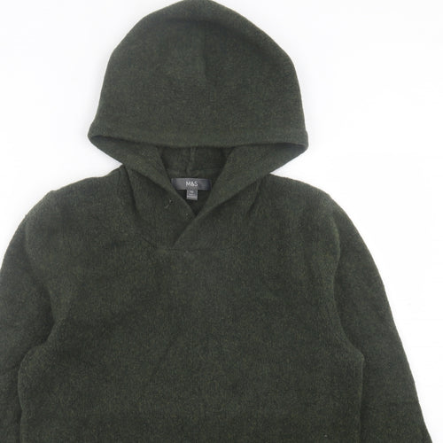 Marks and Spencer Mens Green Polyamide Pullover Hoodie Size XS