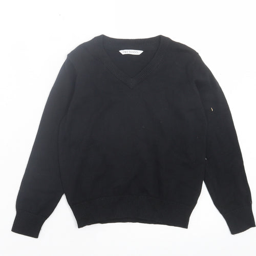 Marks and Spencer Boys Black V-Neck Cotton Pullover Jumper Size 4-5 Years Pullover