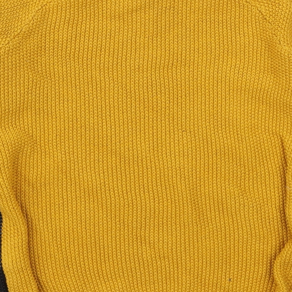 Primark Girls Yellow Round Neck Cotton Pullover Jumper Size 5-6 Years Zip