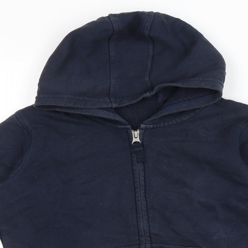Marks and Spencer Boys Blue Cotton Full Zip Hoodie Size 9-10 Years Zip
