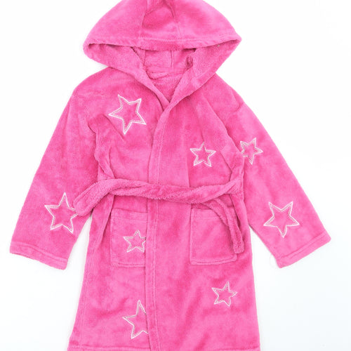 Matalan Girls Pink Polyester Robe Size 6-7 Years Tie - Star Print