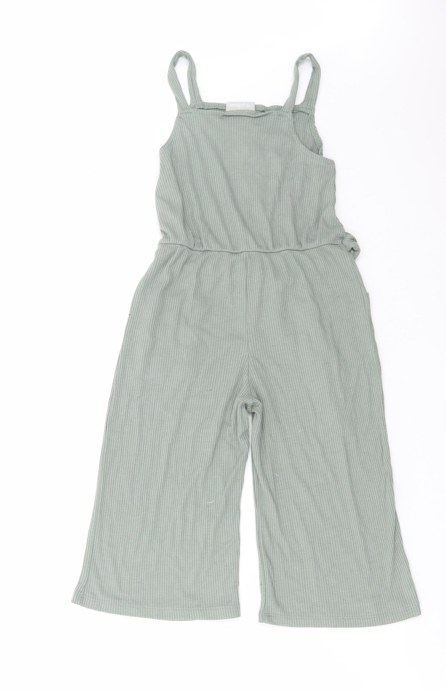Matalan Girls Green Polyester Jumpsuit One-Piece Size 7 Years Button - Ribbed