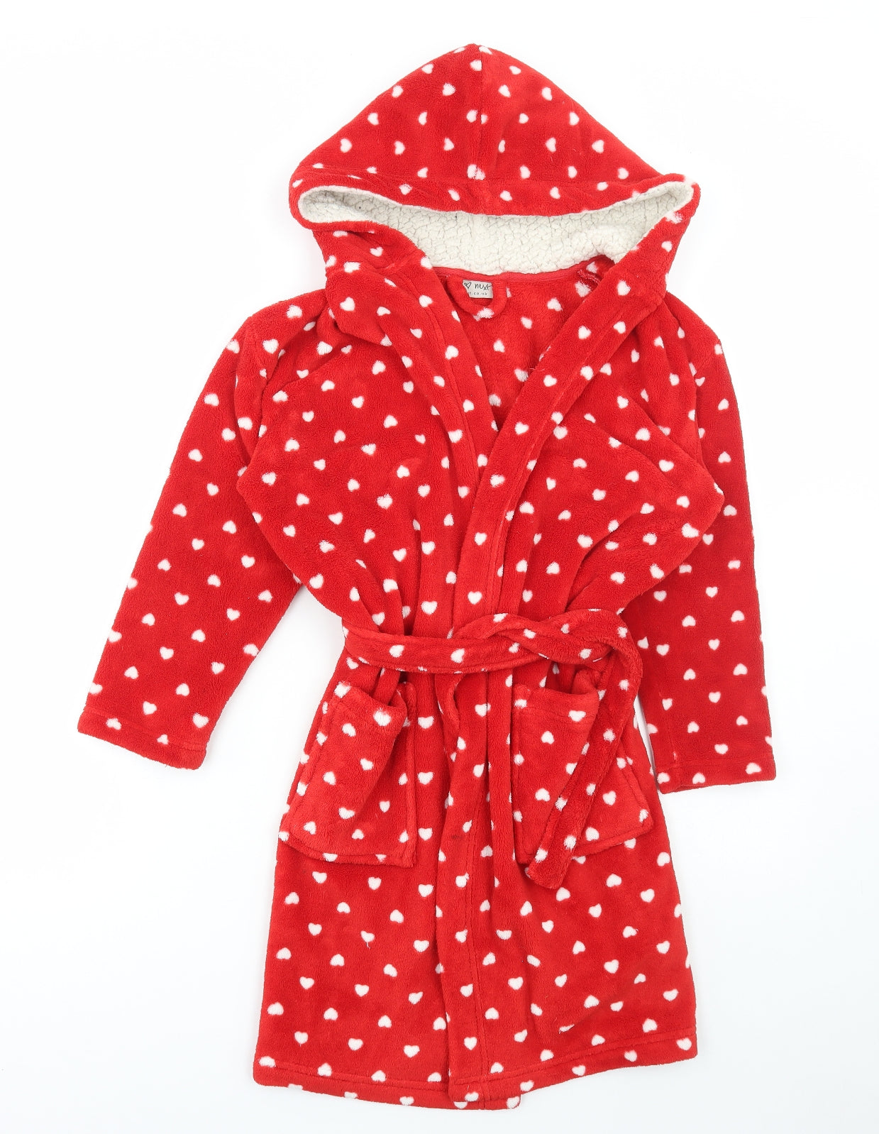 NEXT Girls Red Polka Dot Polyester Robe Size 9-10 Years Tie
