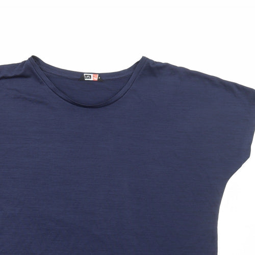 F&F Mens Blue Polyester Basic T-Shirt Size L Round Neck Pullover