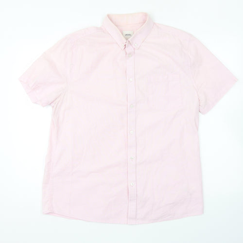Burton Mens Pink Cotton Button-Up Size L Collared Button