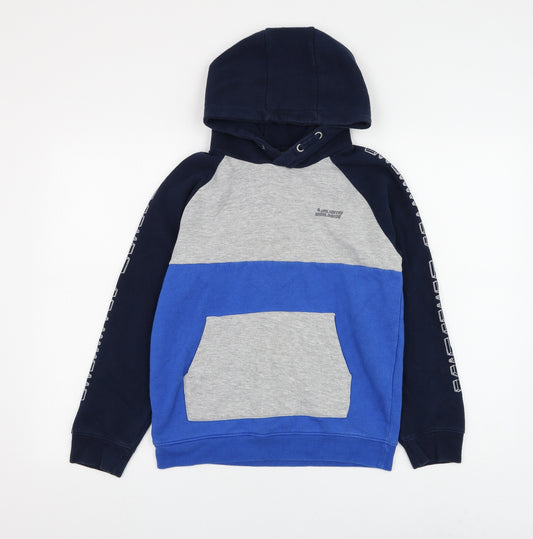 Primark Boys Blue Colourblock Cotton Pullover Hoodie Size 11-12 Years Pullover - Unlimited Worldwide