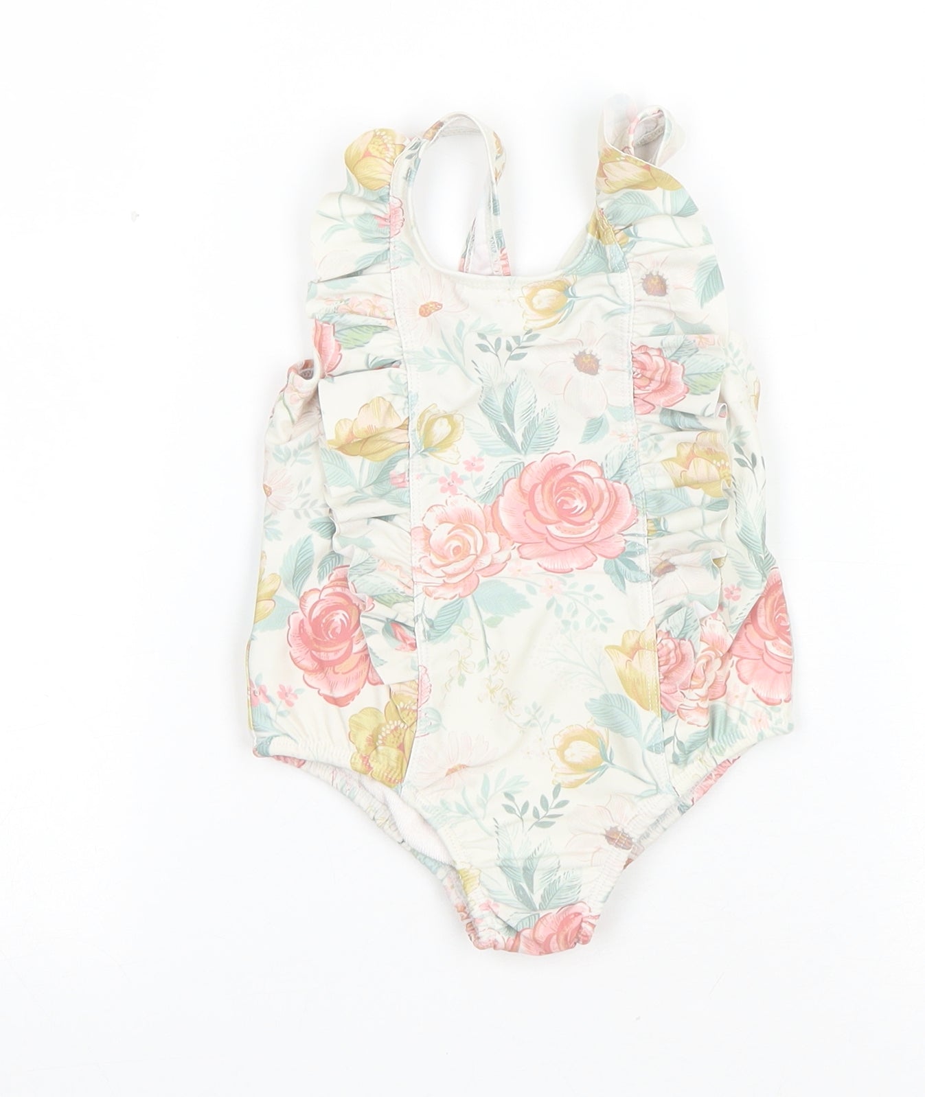 TU Baby Multicoloured Floral Polyester Leotard Outfit/Set Size 9-12 Months Pullover - Swimsuit