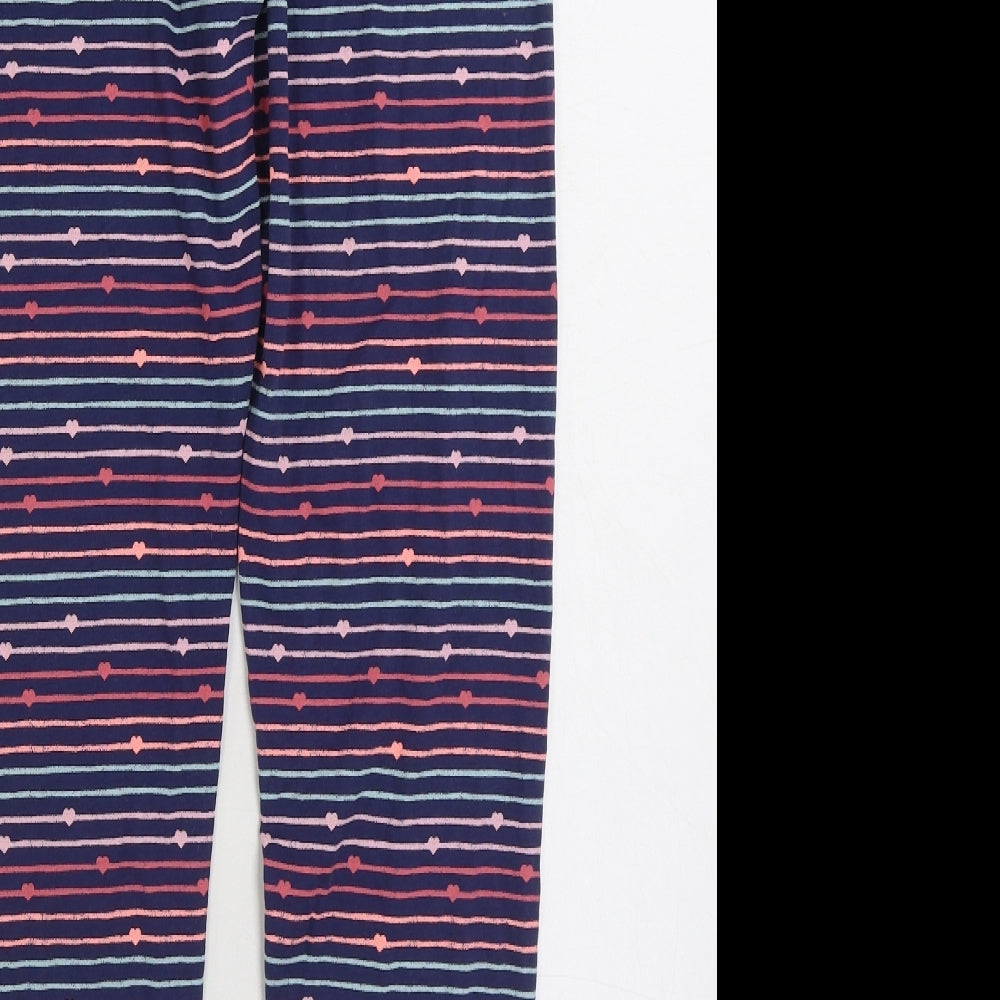Marks and Spencer Girls Multicoloured Striped Cotton Pyjama Pants Size 12-13 Years Pullover - Hearts