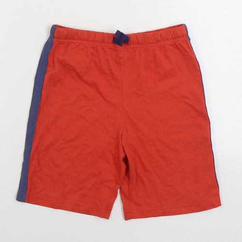 Marks and Spencer Boys Orange Solid Cotton Sleep Shorts Size 8-9 Years Drawstring