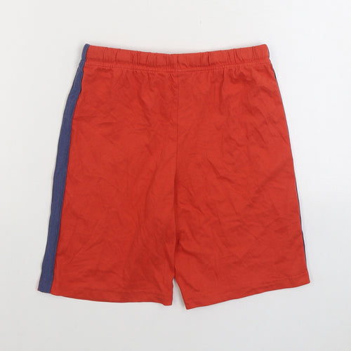 Marks and Spencer Boys Orange Solid Cotton Sleep Shorts Size 8-9 Years Drawstring