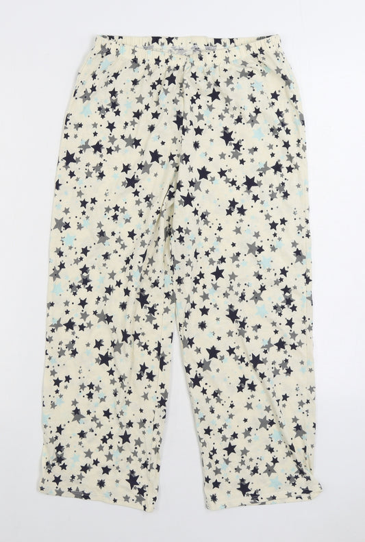 Marks and Spencer Womens Ivory Geometric 100% Cotton Capri Pyjama Pants Size XS - Stars