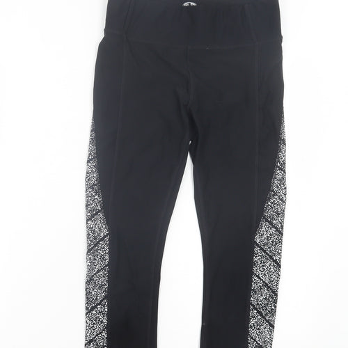 Athletic Works Womens Black Geometric Polyester Cropped Leggings Size S L18 in Regular Pullover