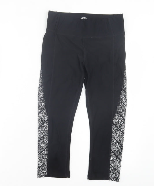 Athletic Works Womens Black Geometric Polyester Cropped Leggings Size S L18 in Regular Pullover