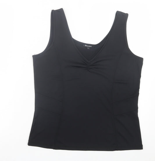 Brandtex Womens Black Polyester Basic Tank Size L V-Neck Pullover