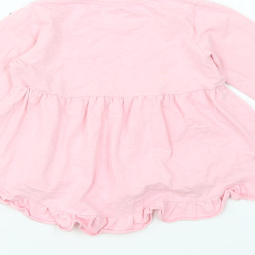 Preworn Girls Pink Cotton Skater Dress Size 4-5 Years Round Neck Pullover