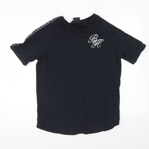 Beck & Hersey Mens Black Polyester T-Shirt Size M Round Neck