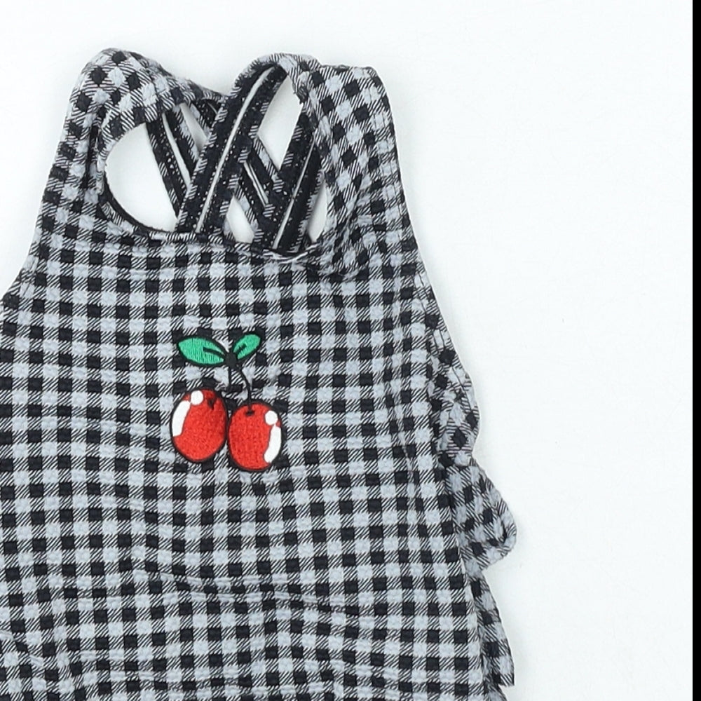 Matalan Girls Black Check Polyamide Unitard One-Piece Size 6-9 Months - Cherry Swimming Costume