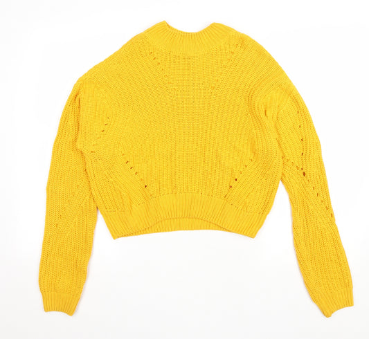 Matalan Girls Yellow Mock Neck Cotton Pullover Jumper Size 15 Years Pullover