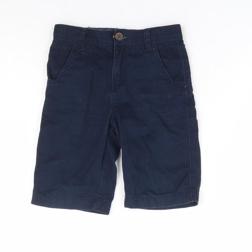 Mothercare Boys Blue 100% Cotton Chino Shorts Size 6 Years Regular Zip