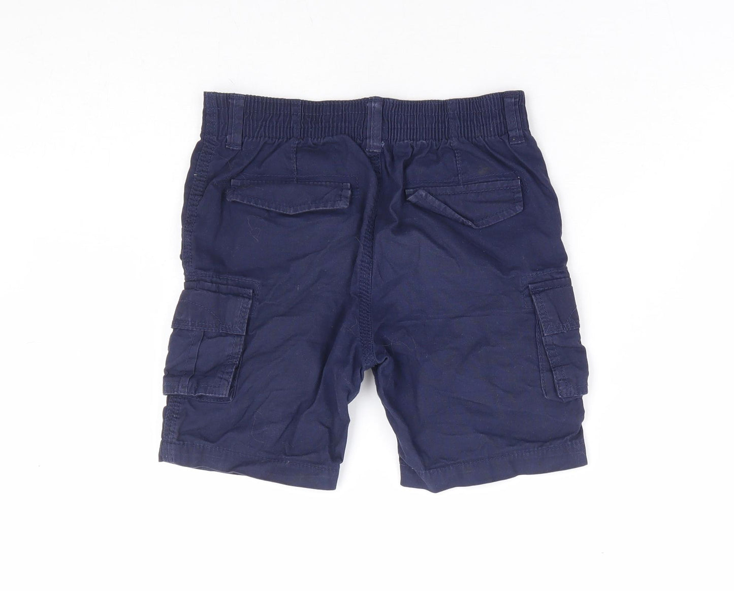 George Boys Blue 100% Cotton Cargo Shorts Size 4-5 Years Regular Snap