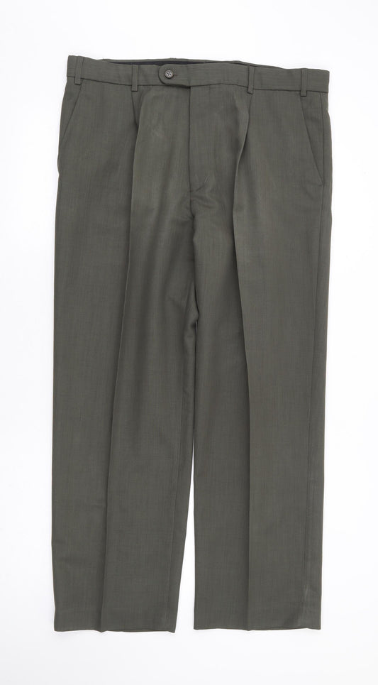 Taylor & Wright Mens Grey Polyester Trousers Size 38 in L29 in Regular Zip - Short Length