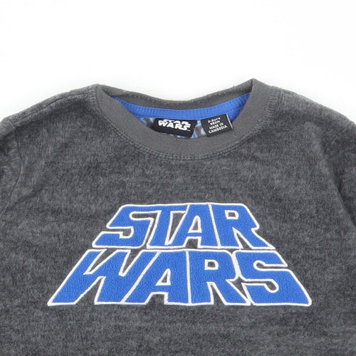 Primark Boys Grey Solid Polyester Pyjama Top Size 2-3 Years Pullover - Star Wars