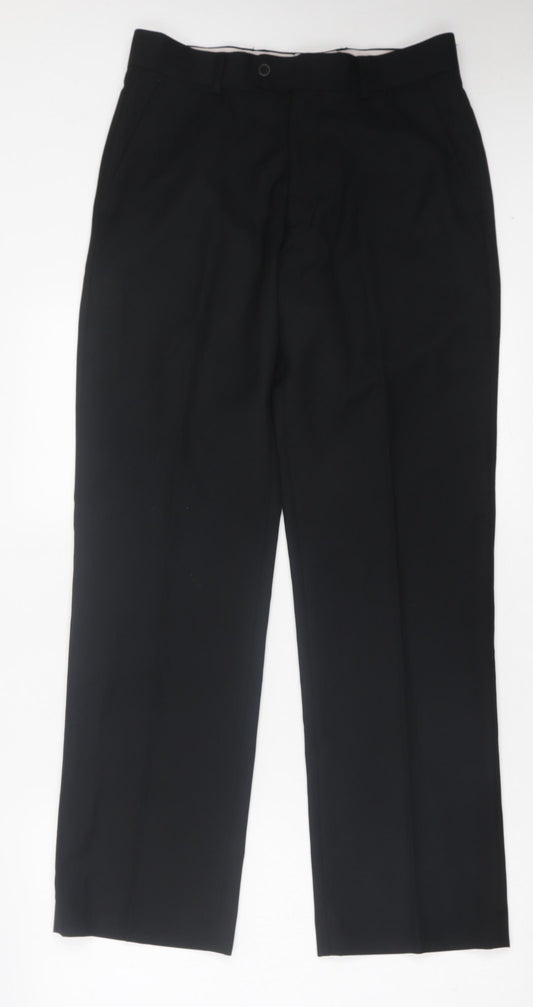 Burton Mens Black Polyester Trousers Size 30 in L31 in Regular Button