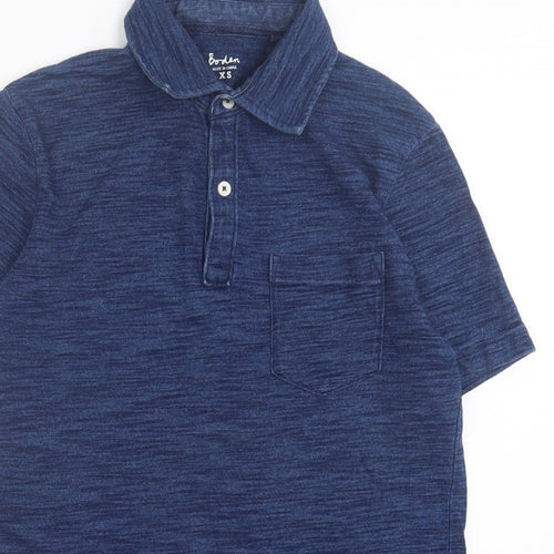 Boden Mens Blue Cotton Polo Size XS Collared Button - Pocket Detail