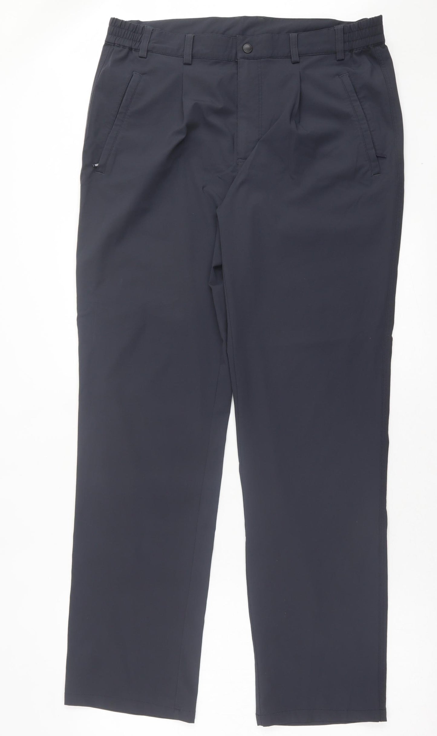 The Redface Mens Blue Polyamide Trousers Size 34 in L32 in Regular Button