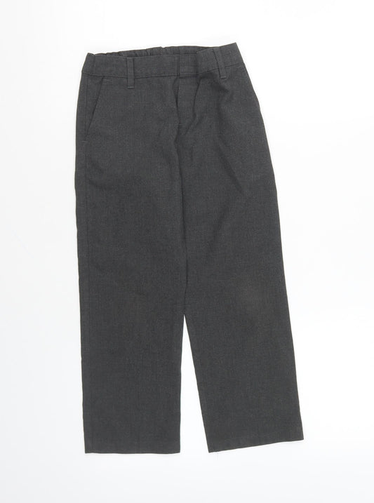 Marks and Spencer Boys Grey Cotton Chino Trousers Size 5-6 Years Regular Button