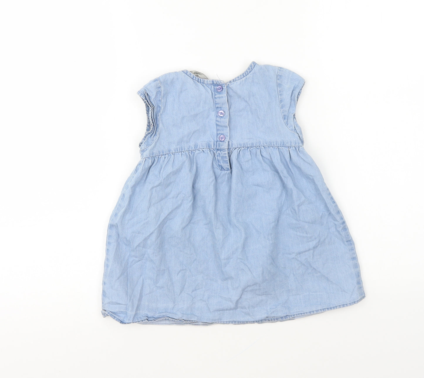 George Girls Blue Cotton Fit & Flare Size 2-3 Years Round Neck Button
