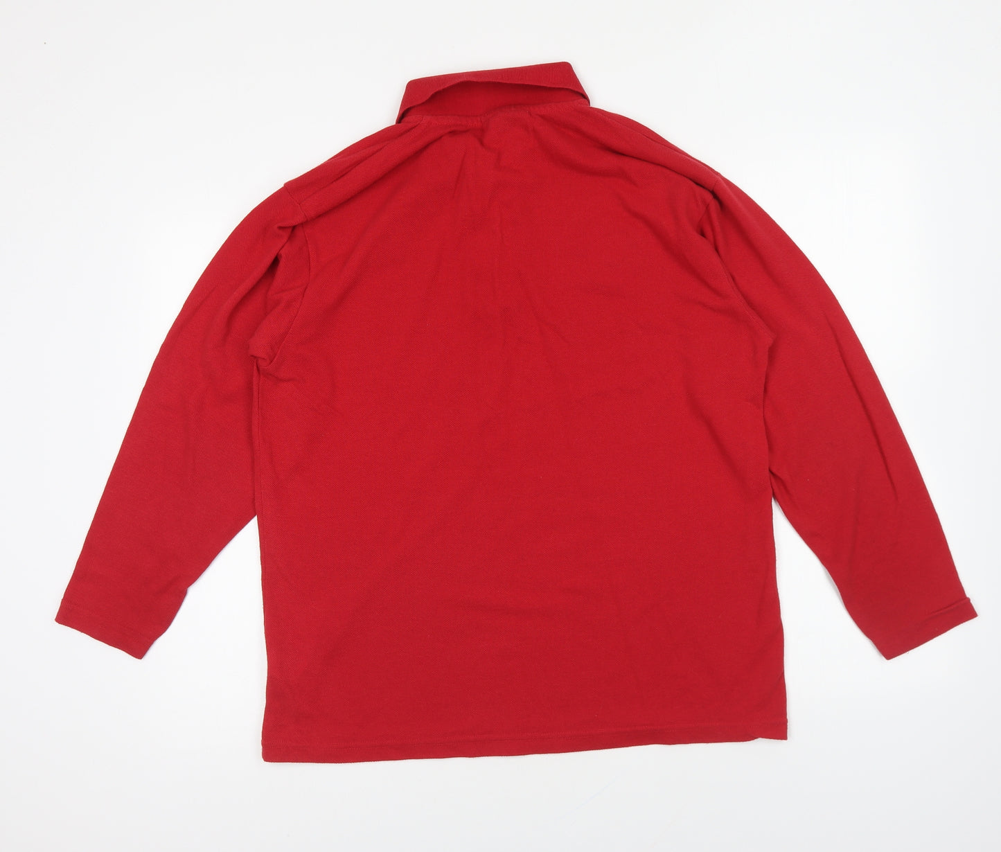 Dimensions Mens Red Polyester Polo Size M Collared Button - Christmas Santa