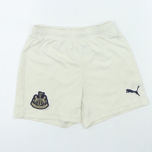PUMA Boys Ivory Polyester Sweat Shorts Size 5-6 Years Regular - Newcastle United