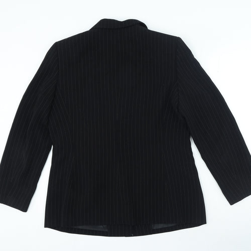 Kasper Womens Black Striped Polyester Jacket Blazer Size 12 - Pockets