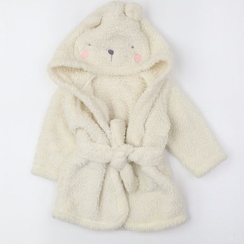 George Baby Ivory Animal Print 100% Polyester Kimono Robe Size 0-3 Months Tie - Bear
