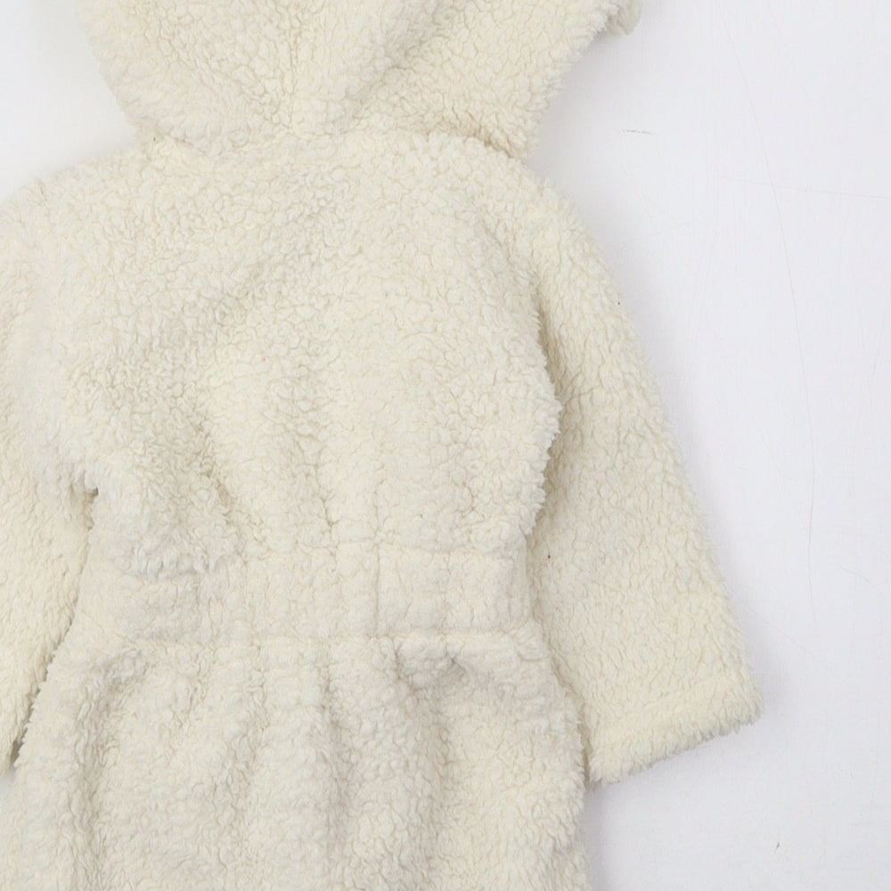 George Baby Ivory Animal Print 100% Polyester Kimono Robe Size 0-3 Months Tie - Bear