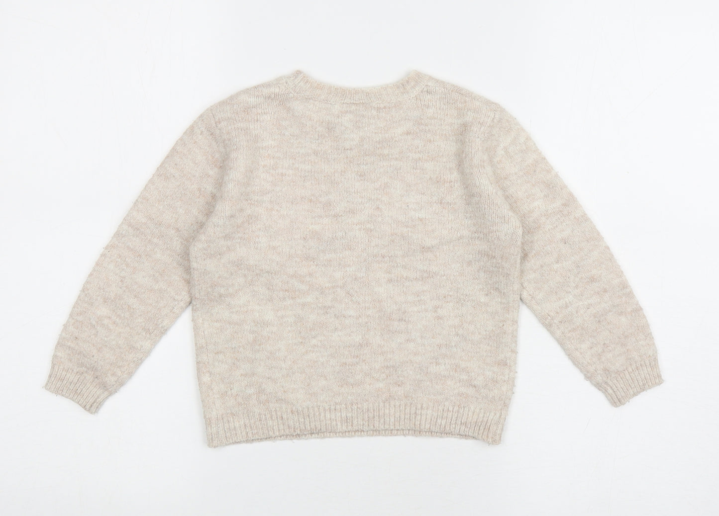 Matalan Girls Beige Roll Neck Acrylic Pullover Jumper Size 5 Years Pullover - 'Love'