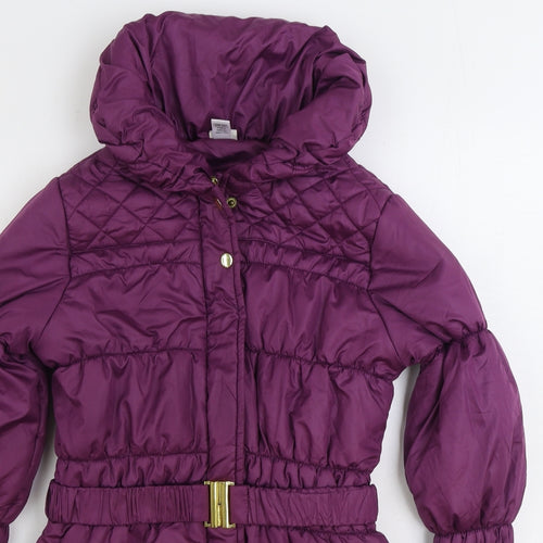 M&Co. Girls Purple Puffer Jacket Jacket Size 13 Years Zip